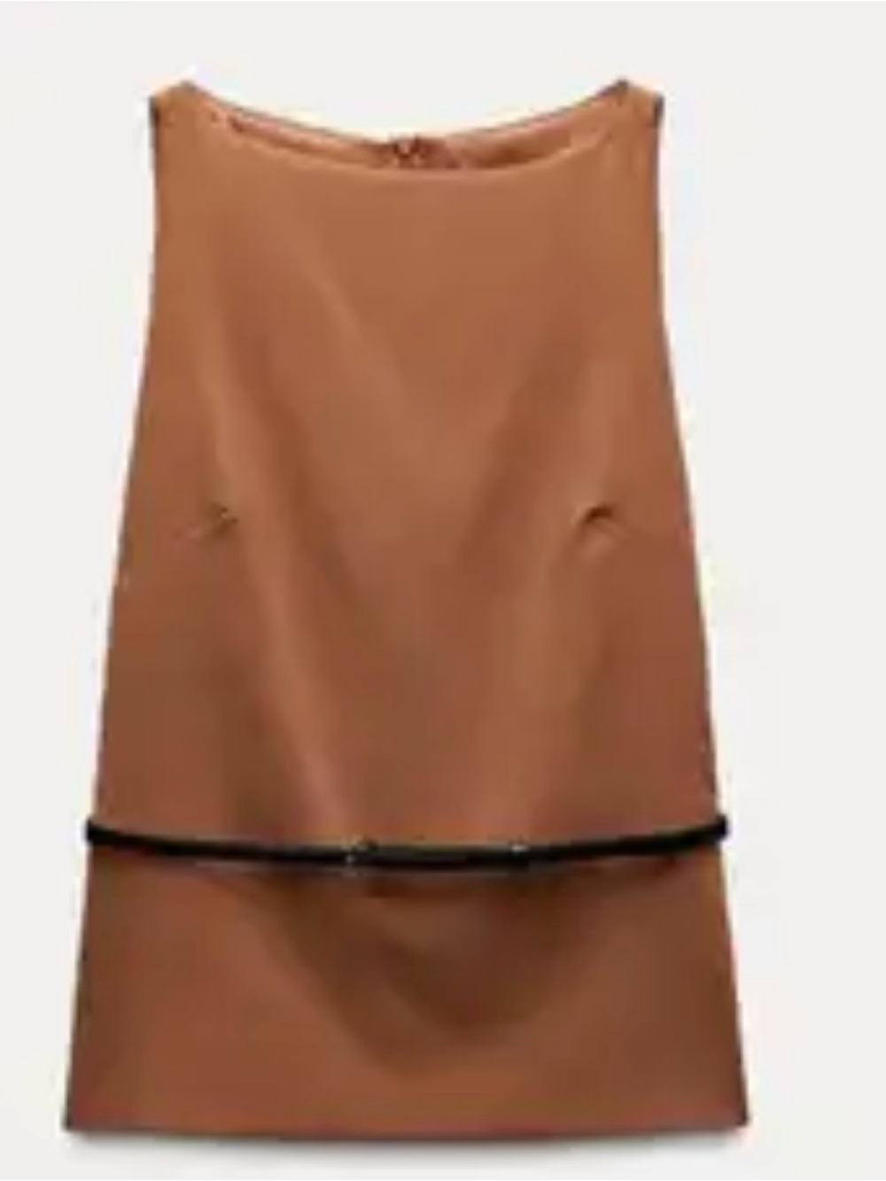 Zara Tan Shift Dress with Black Trim